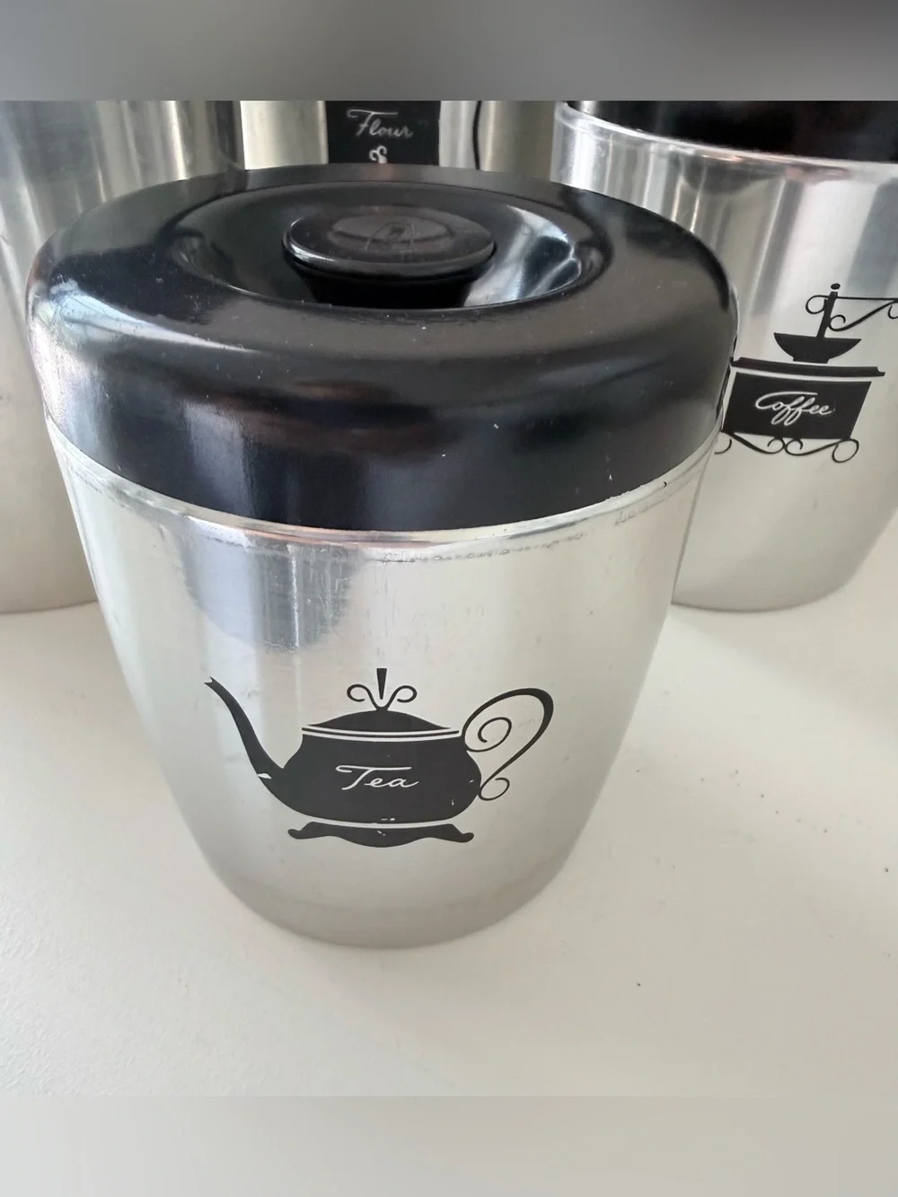 West Bend | Vintage 4 Piece Brushed Silver Aluminum Nesting Canister Set W/Lids